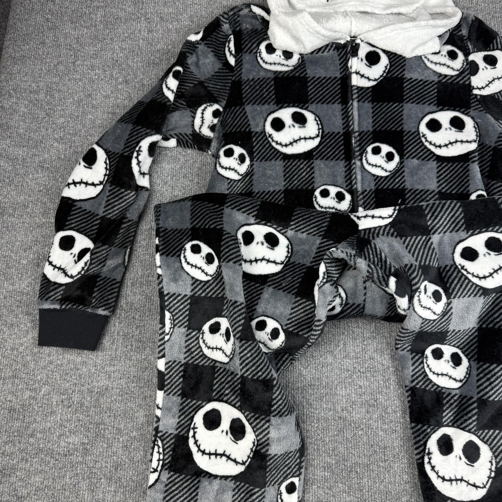 Disney Jack Skellington Nightmare Before Xmas Onepiece Pajamas Juniors XL Fleece - Picture 2 of 9
